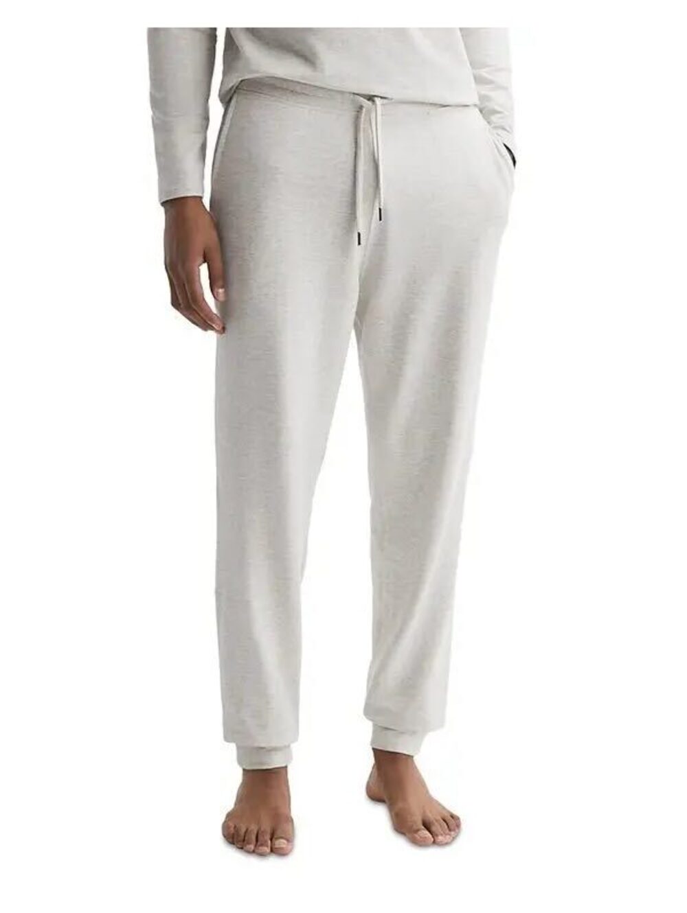 Reiss Jose Melange Joggers Light Grey Size L Viscose Stretch Tapered Pants